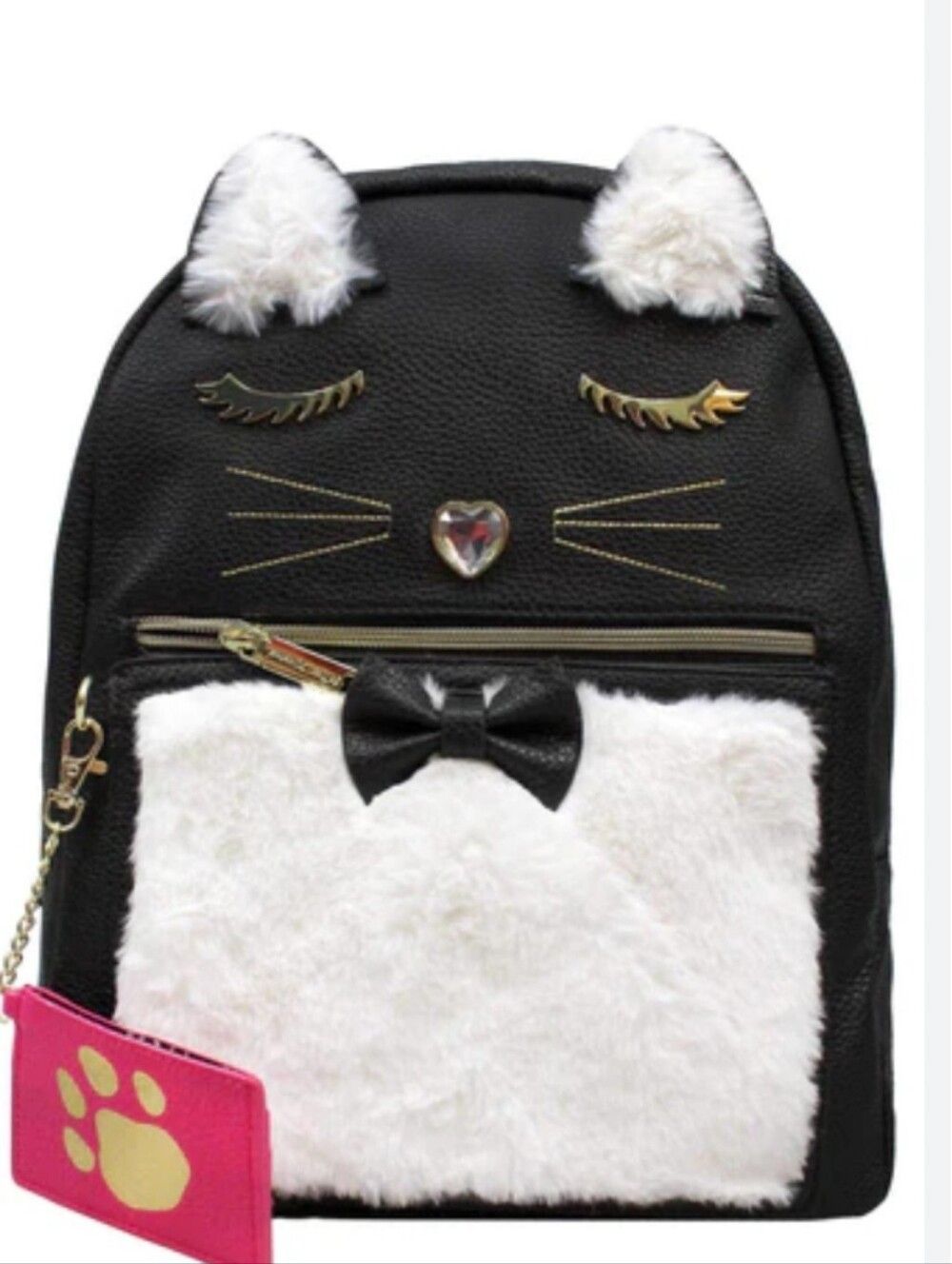 BETSEY JOHNSON Tuxedo Cat Face Fur Backpack